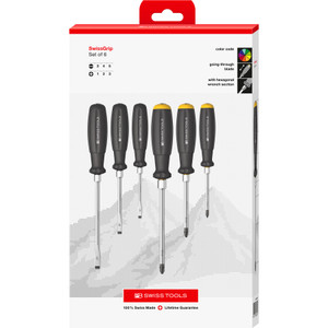 PB Swiss Heavy-Duty SwissGrip Screwdriver Set, Slotted & Phillips, 6 pcs (PB 8249.DN CBB)