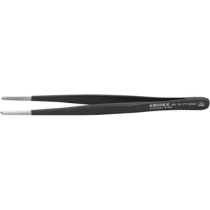 KNIPEX Precision Tweezers, Stainless Steel, ESD, Blunt Tip, Serrated, 5-3/4" (92 78 77 ESD)