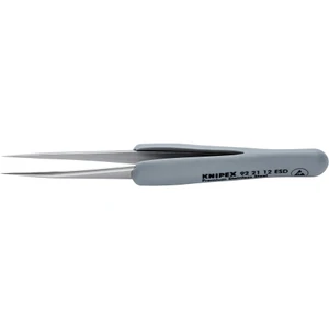 KNIPEX Precision Tweezers, Stainless Steel, Rubber ESD, Needle Point Tip, 4-1/2" (92 21 12 ESD)