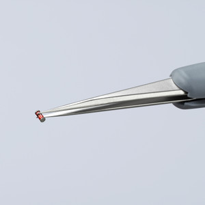 KNIPEX Precision Tweezers, Stainless Steel, Rubber ESD, Needle Point Tip, 4-1/2" (92 21 12 ESD)