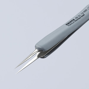 KNIPEX Precision Tweezers, Stainless Steel, Rubber ESD, Needle Point Tip, 4-1/2" (92 21 13 ESD)