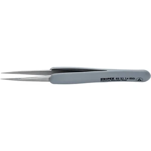 KNIPEX Precision Tweezers, Stainless Steel, Rubber ESD, Pointed Tip, 5-1/2" (92 21 14 ESD)