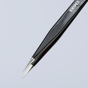 KNIPEX Precision Tweezers, Stainless Steel, ESD, Needle Point Tip, 5" (92 21 01 ESD)