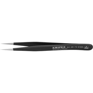 KNIPEX Precision Tweezers, Stainless Steel, ESD, Needle Point Tip, 4-1/4" (92 28 70 ESD)