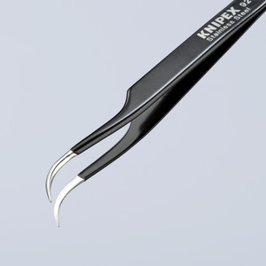 KNIPEX Precision Tweezers, Stainless Steel, ESD, Needle Point Tip, 35° Angled, 4-3/4" (92 38 75 ESD)