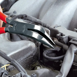 KNIPEX Long Nose Pliers, Mechanic's Style, 70° Angled, 8" (38 71 200)