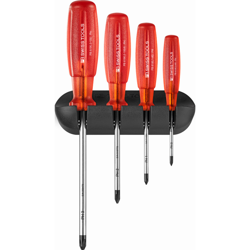 PB Swiss Multicraft Screwdriver Set, Phillips, 4 pcs w/ Wall Holder (PB 6242)