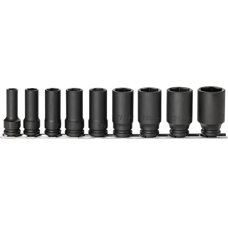 Ko-ken 3/8" Impact Socket Set, Thin Wall, 6-Point Semi-Deep, 9 pcs (RS13301X/9)