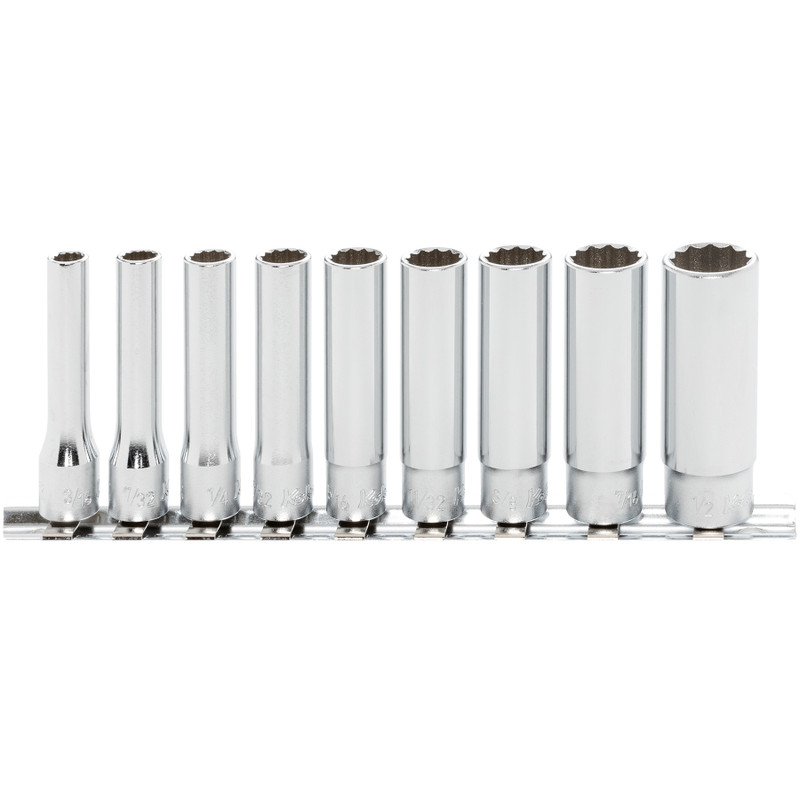 Ko-ken 1/4" Socket Set, 12-Point Deep SAE, 9 pcs (RS2305A/9)
