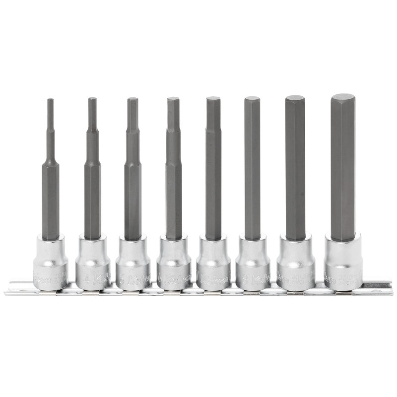 Ko-ken 3/8" Bit Socket Set, Hex, 100 mm Long, 8 pcs (RS3010M/8-L100)