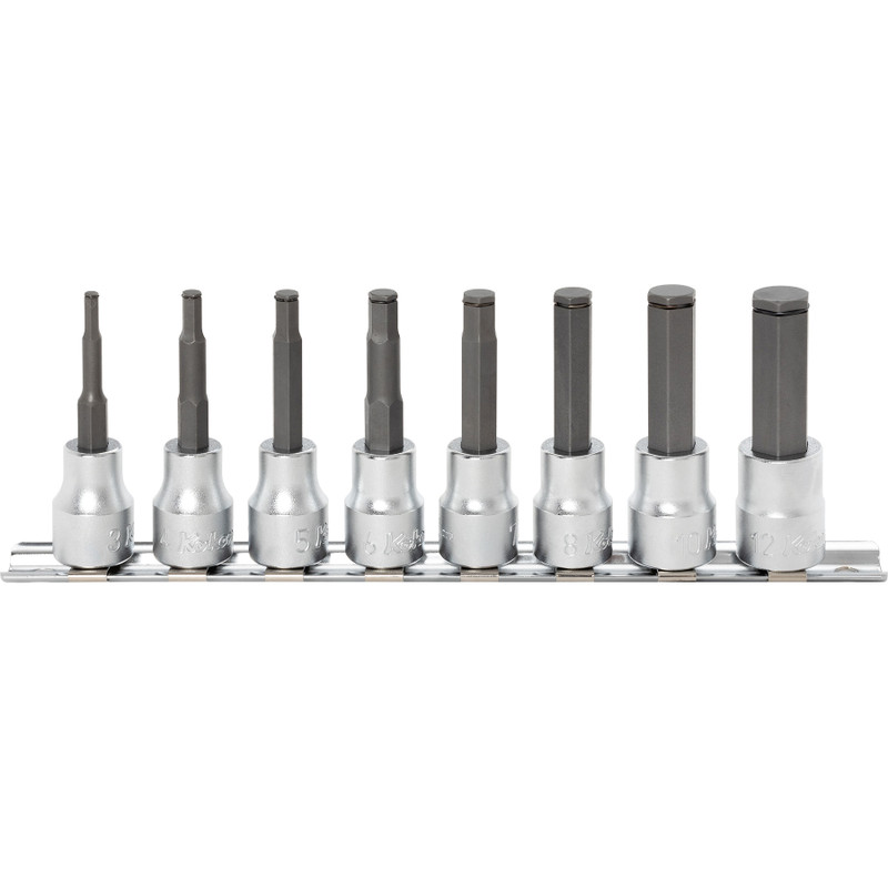 Ko-ken 3/8" Bit Socket Set, Hex, Nut Grip, 62 mmm Long, 8 pcs (RS3015M/8-L62)