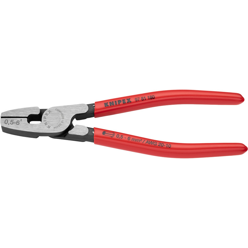 KNIPEX Front Loading Crimping Pliers, for Wire Ferrules, 7–1/4" (97 81 180)