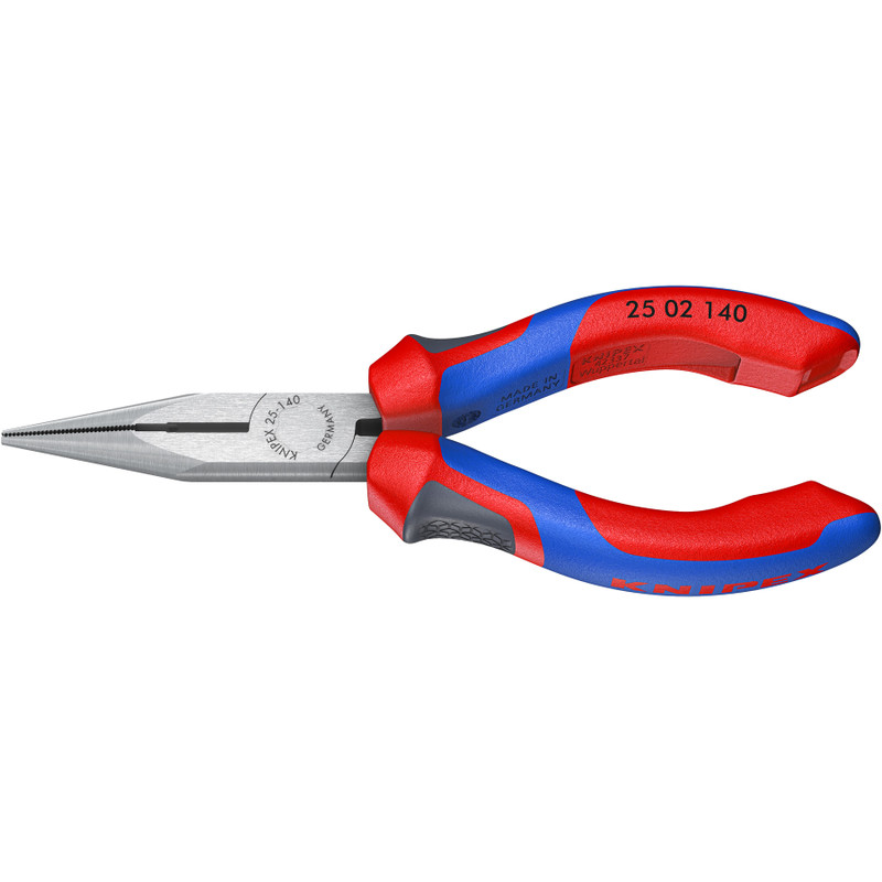 KNIPEX Long Nose Pliers, Snipe Nose w/ Side Cutter, Comfort-Grip, 5–1/2" (25 02 140)