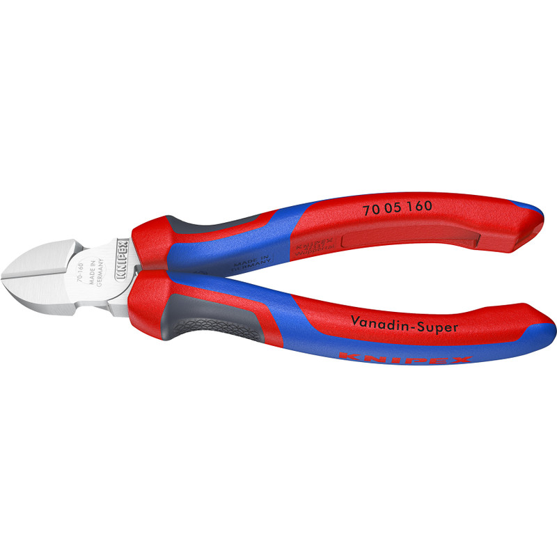 KNIPEX Diagonal Cutters, Comfort-Grip, Chrome, 6–1/4" (70 05 160)