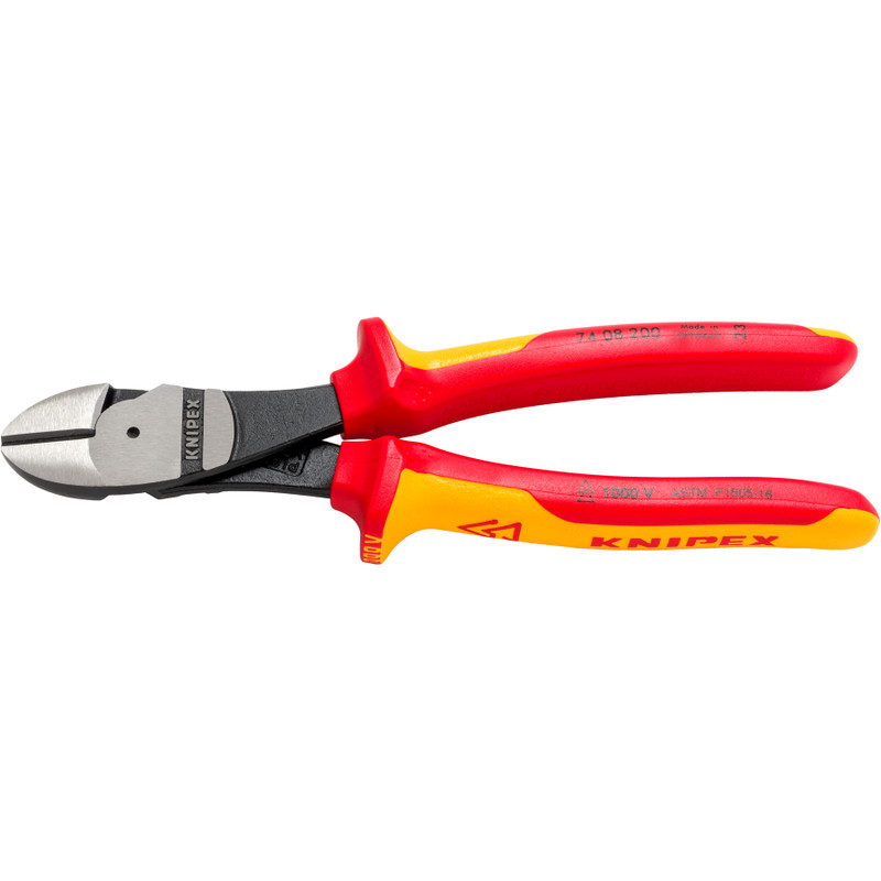 KNIPEX High-Leverage Diagonal Cutters, Insulated VDE, 8" (74 08 200 US)