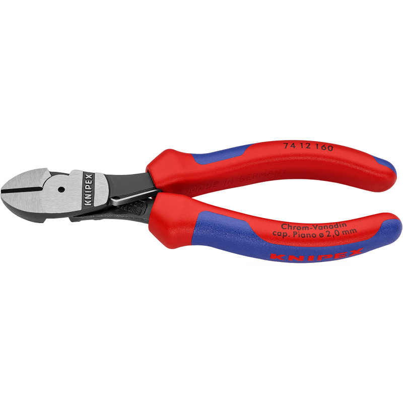 KNIPEX High-Leverage Diagonal Cutters, w/ Spring, Multi-Component, 6–1/4" (74 12 160)