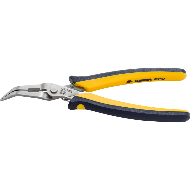 KEIBA Mini EPO Electronics Slim Needle Nose Pliers, w/ Cutter, 45° Bend, 6" (KMC-307B)
