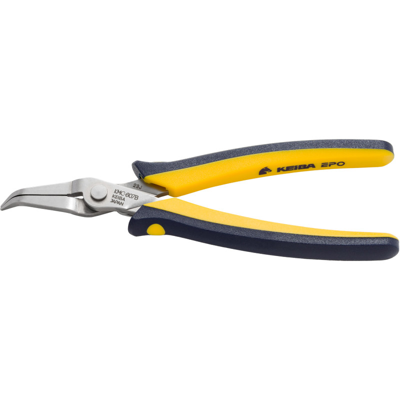 KEIBA Mini EPO Electronics Slim Flat Nose Pliers, 45° Bend, 6" (KMC-607B)