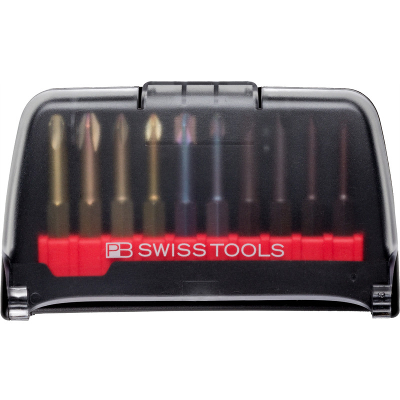 PB Swiss 1/4" Bit Set, E6, Slotted, Phillips, Combination, 10 pcs in BitCase (PB E6.987 DRPD)