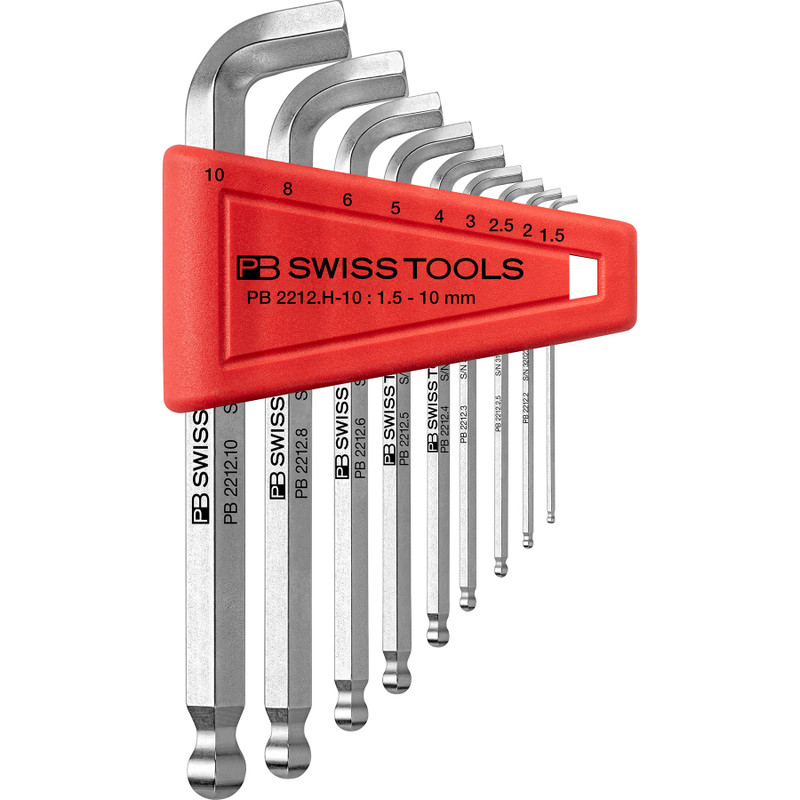 PB Swiss L-Key Set, Hex, 100°, w/ Ball End, 1.5-10 mm (PB 2212.H-10)