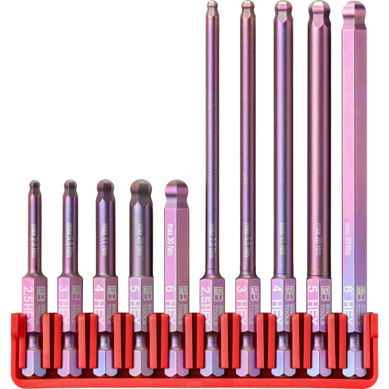 PB Swiss 1/4" Bit Set, E6, Hex w/ Ball End, Assorted Length, 10 pcs (PB E6.714 CN)