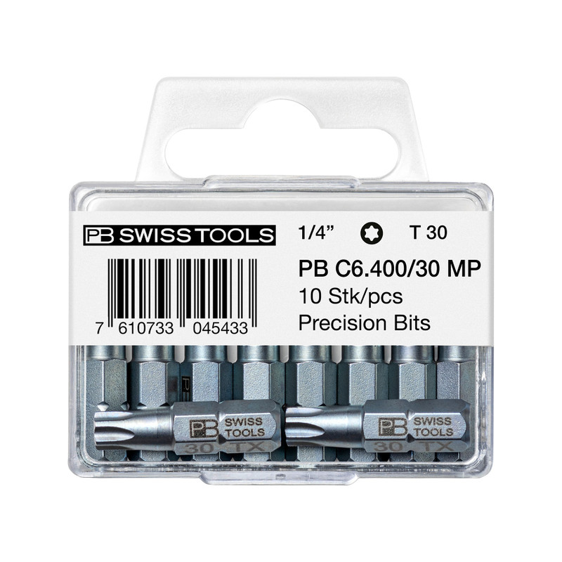 PB Swiss 1/4" Bit, C6, Torx® T30, 10-Pack (PB C6.400/30 MP)