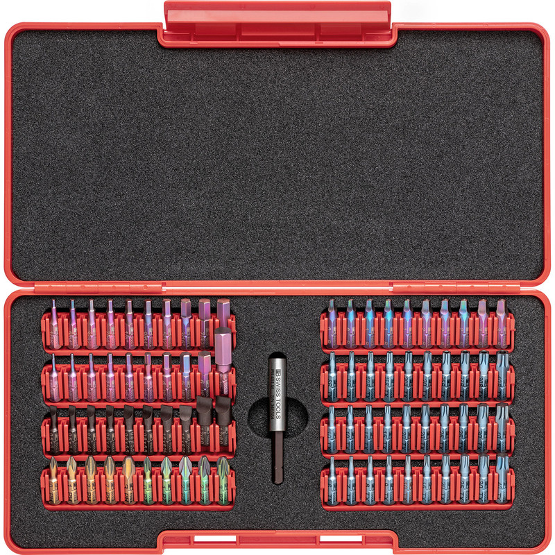 PB Swiss 1/4" Bit Set, C6, Assorted, 80 pcs in Storage Case (PB C6.791 TB)