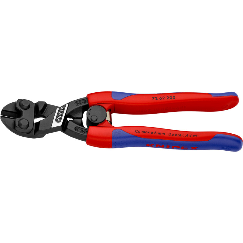 KNIPEX High-Leverage Diagonal Flush Cutters for Plastics & Soft Metals, 20° Angled, 8" (72 62 200)