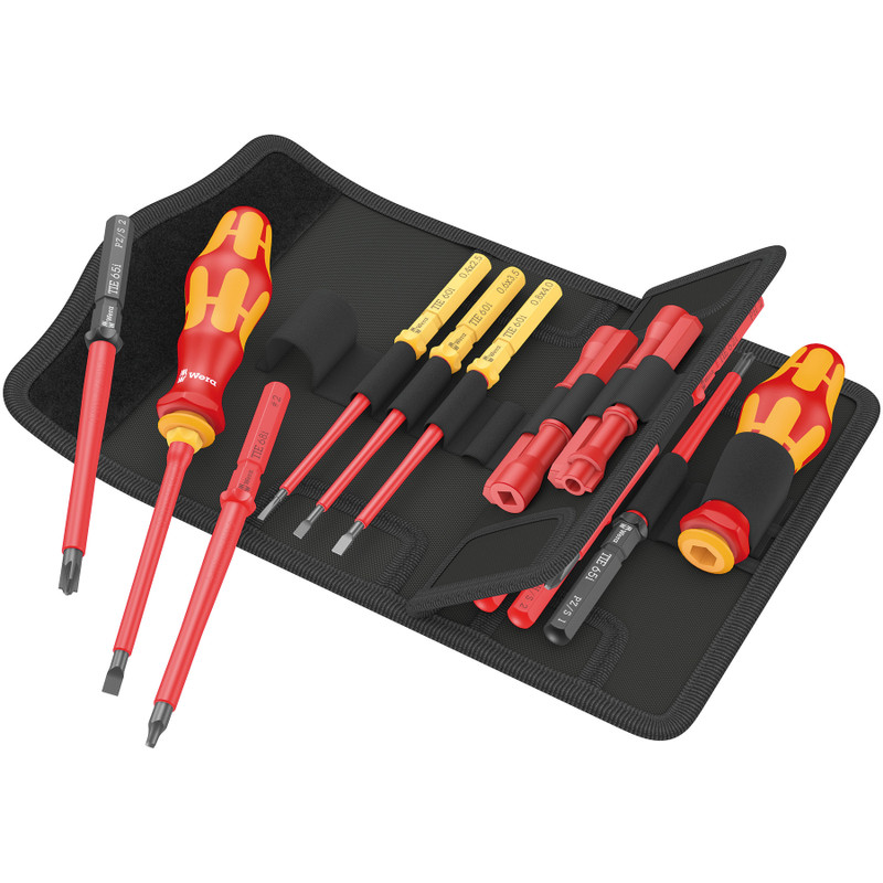 Wera Kraftform Kompakt VDE Insulated Interchangeable Blade Screwdriver Set, 18 pcs w/ Storage Case (KK VDE 18 Imperial 1 | 05006616001)