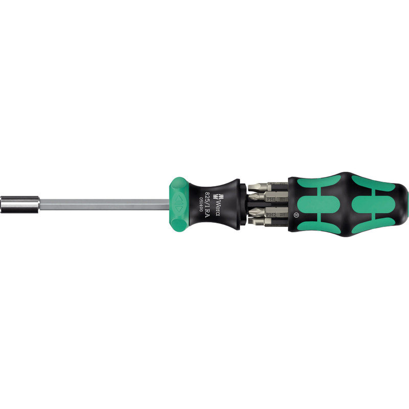 Wera Kraftform Kompakt Ratcheting Bit Screwdriver w/ Bit Magazine, Magnetic, Slotted, Phillips & Robertson (KK 27 RA 2)