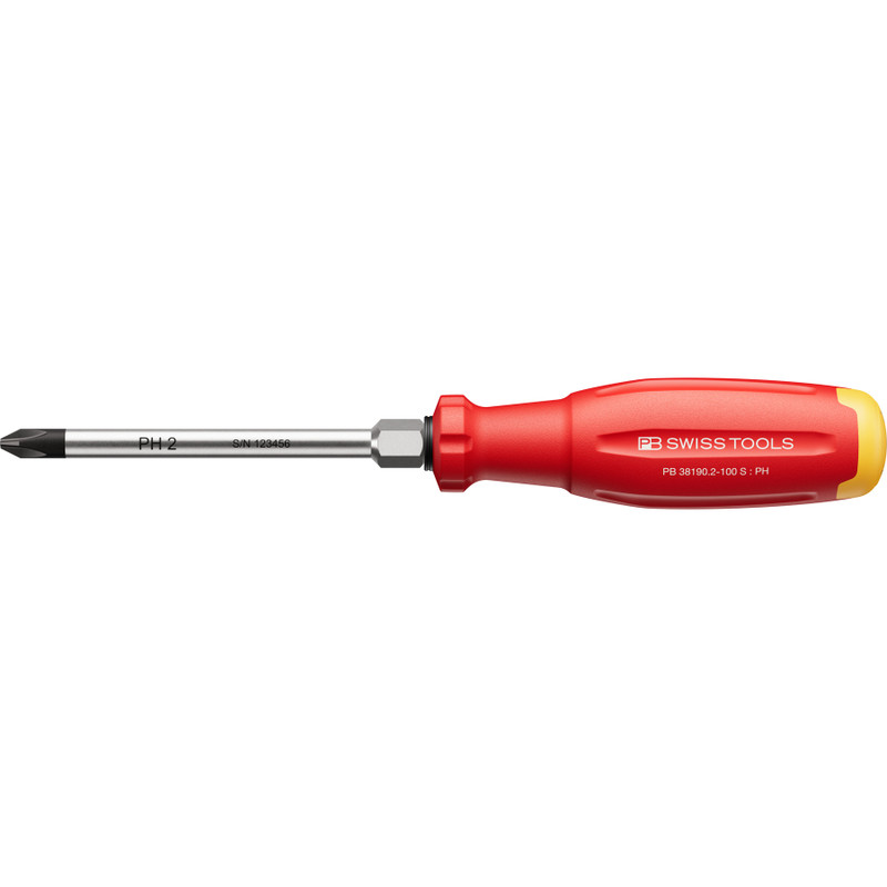 PB Swiss SwissGrip Evo Screwdrivers, Phillips, w/ Wrench Flats (PB 38190 S)