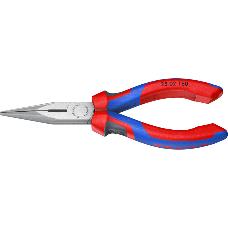 KNIPEX Long Nose Pliers, Snipe Nose w/ Side Cutter, Comfort-Grip, 6-1/4" (25 02 160)
