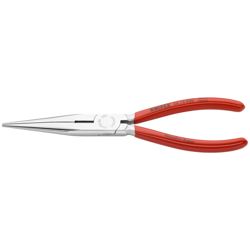 KNIPEX Long Nose Pliers, Snipe Nose w/ Side Cutter, Chrome, 8" (26 13 200)