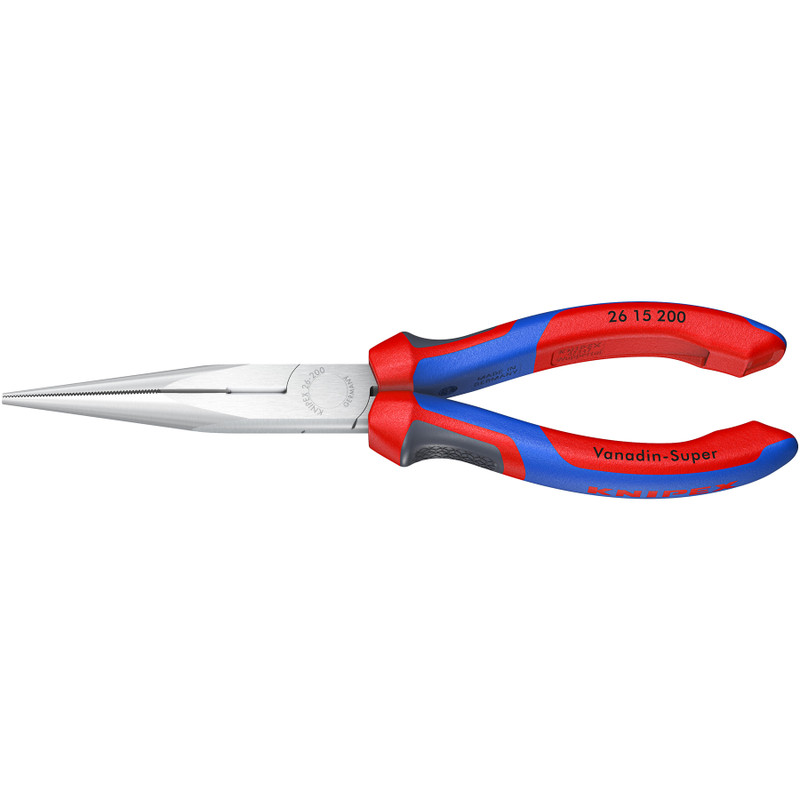 KNIPEX Long Nose Pliers, Snipe Nose w/ Side Cutter, Comfort-Grip, Chrome, 8" (26 15 200)