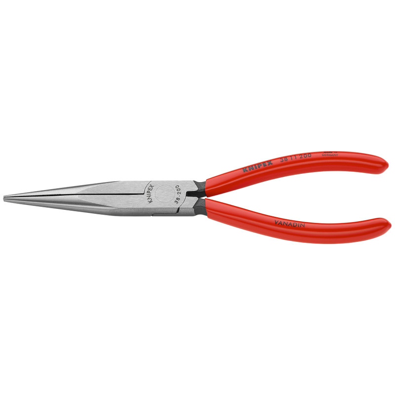 KNIPEX Long Nose Pliers, Mechanic's Style, 8" (38 11 200)