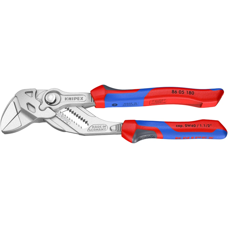 KNIPEX Pliers Wrench, Comfort-Grip, Chrome, 7" (86 05 180)