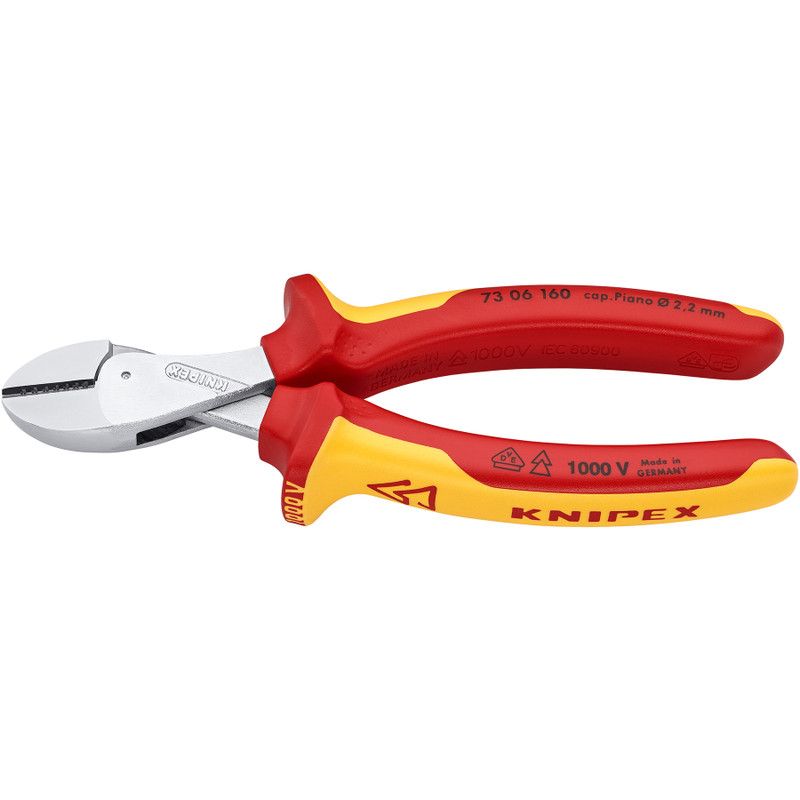 KNIPEX X-Cut® Compact Diagonal Cutters, Insulated VDE, 6-1/4" (73 06 160)