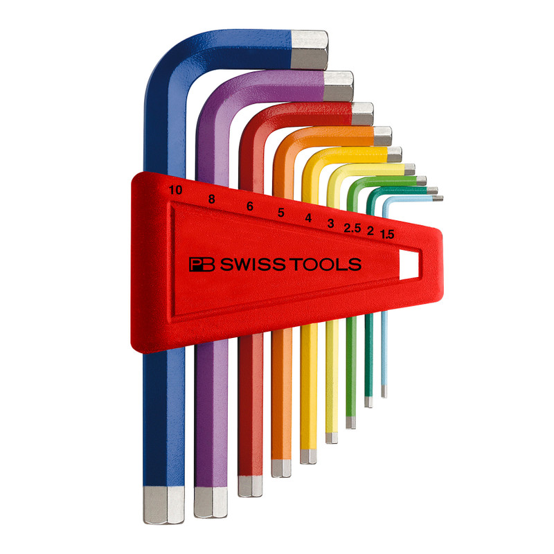 PB Swiss Rainbow L-Key Set, Hex, 1.5-10mm (PB 210.H-10 RB)