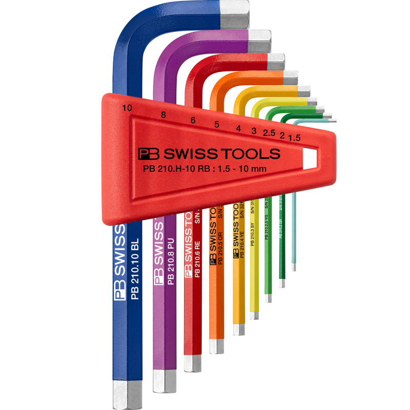 PB Swiss Rainbow L-Key Set, Hex, 1.5-10 mm (PB 210.H-10 RB)