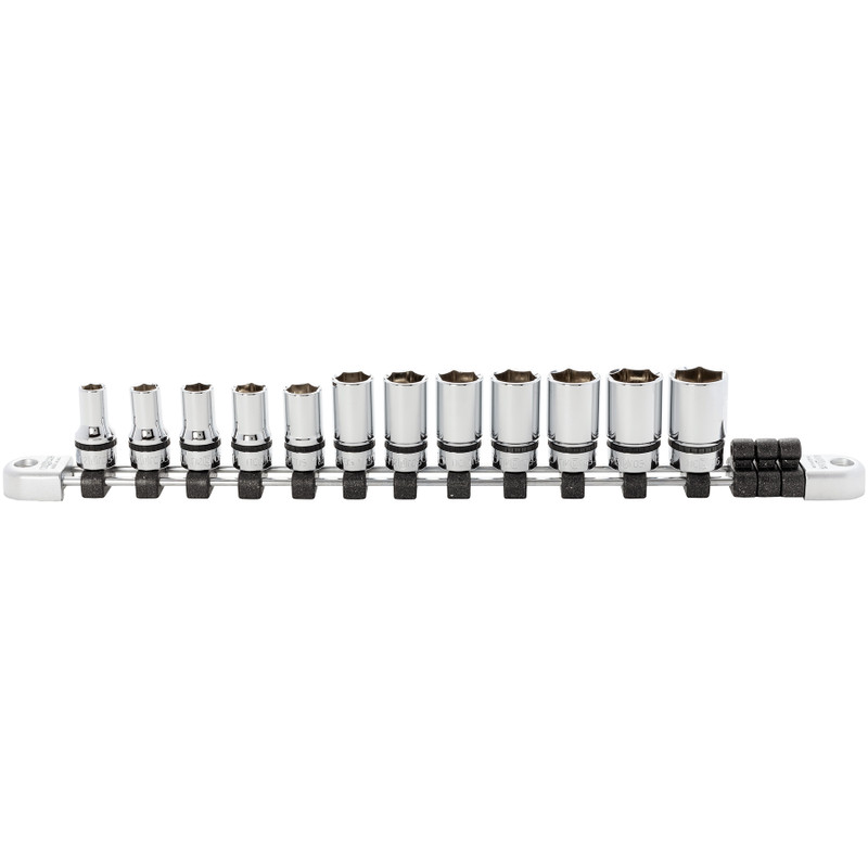 nepros 3/8" Socket Set, 6-Point Semi-Deep 12 pcs, 8–19mm (DNTB3M12A)