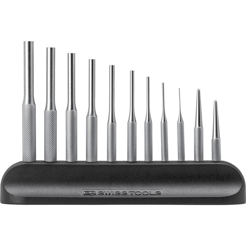 PB Swiss Knurled Punch Set, 11 pcs w/ Storage Rack (PB 715.H)