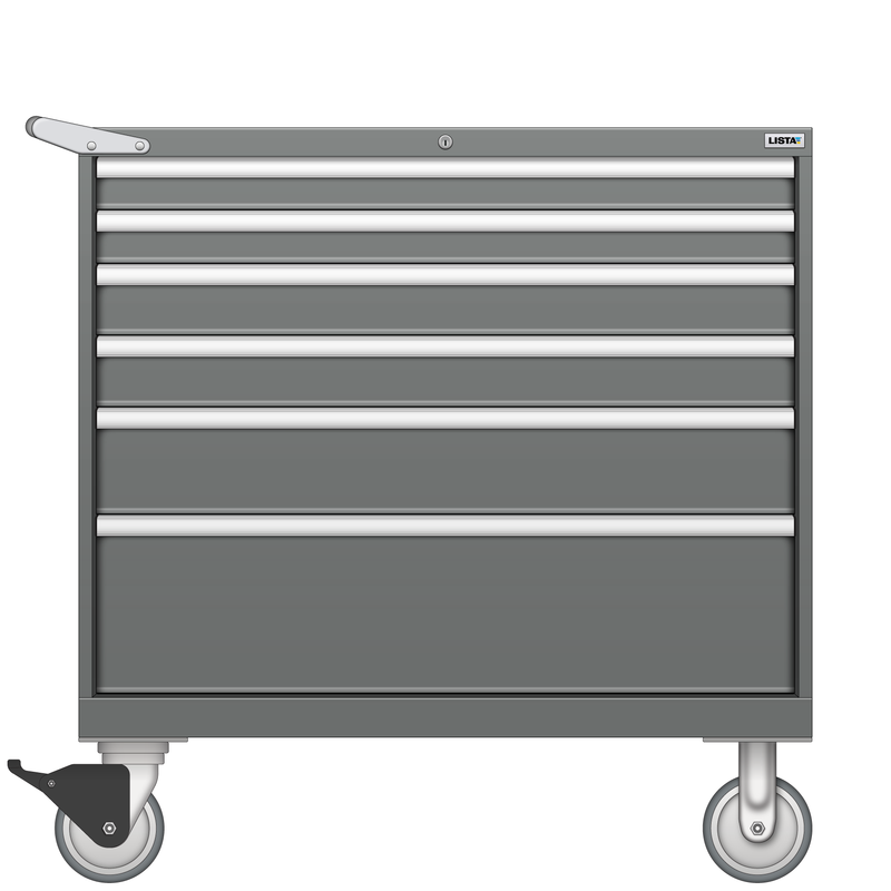 LISTA Mobile Drawer Cabinet, Shallow, 6 Drawer, 40.3" W 22.5" D 41.5" H (HS0750-0602F-M)