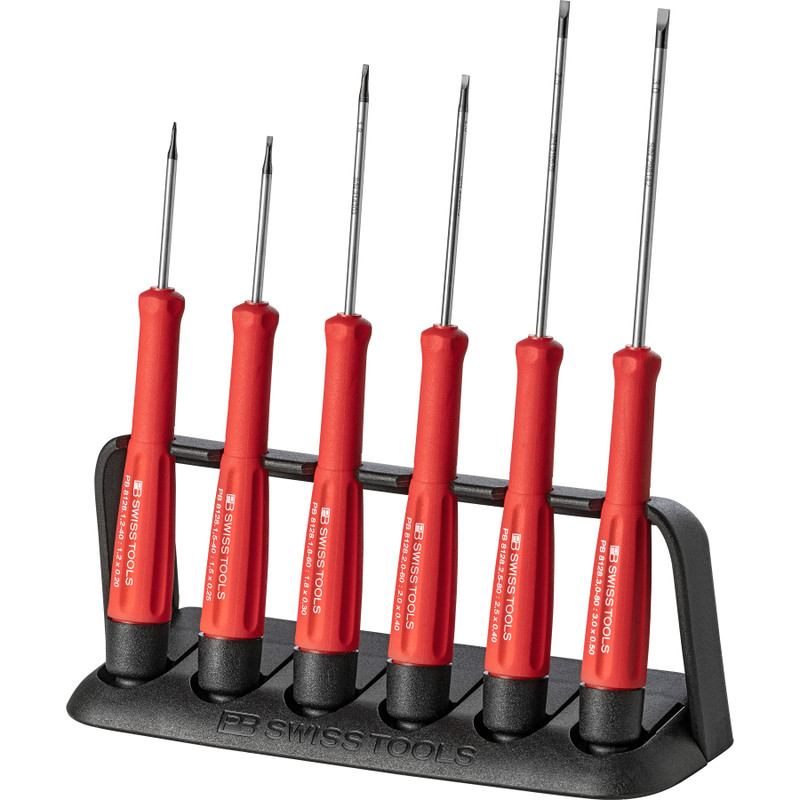 PB Swiss SwissGrip Precision Screwdriver Set, Slotted, 6 pcs w/ Storage Rack (PB 8640)