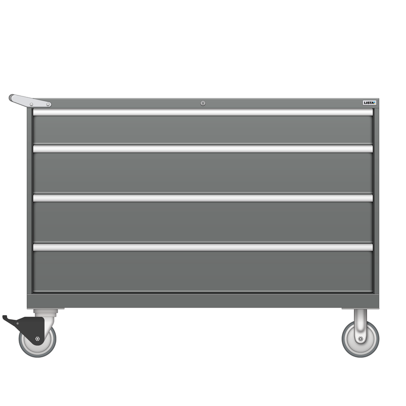 LISTA Mobile Drawer Cabinet, 4 Drawer, 56.3" W 28.5" D 41.5" H (DW0750-0404F-M)