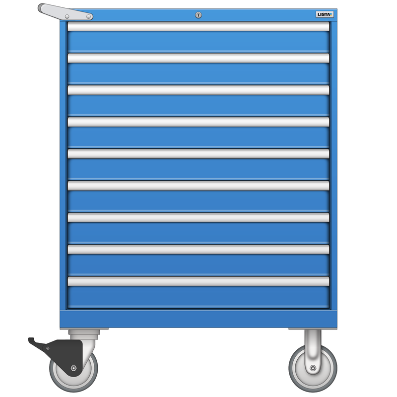 LISTA Mobile Cabinet, Shallow, 9 Drawer, 34.3" W 22.5" D 47.4" H (ES0900-0904F-M)