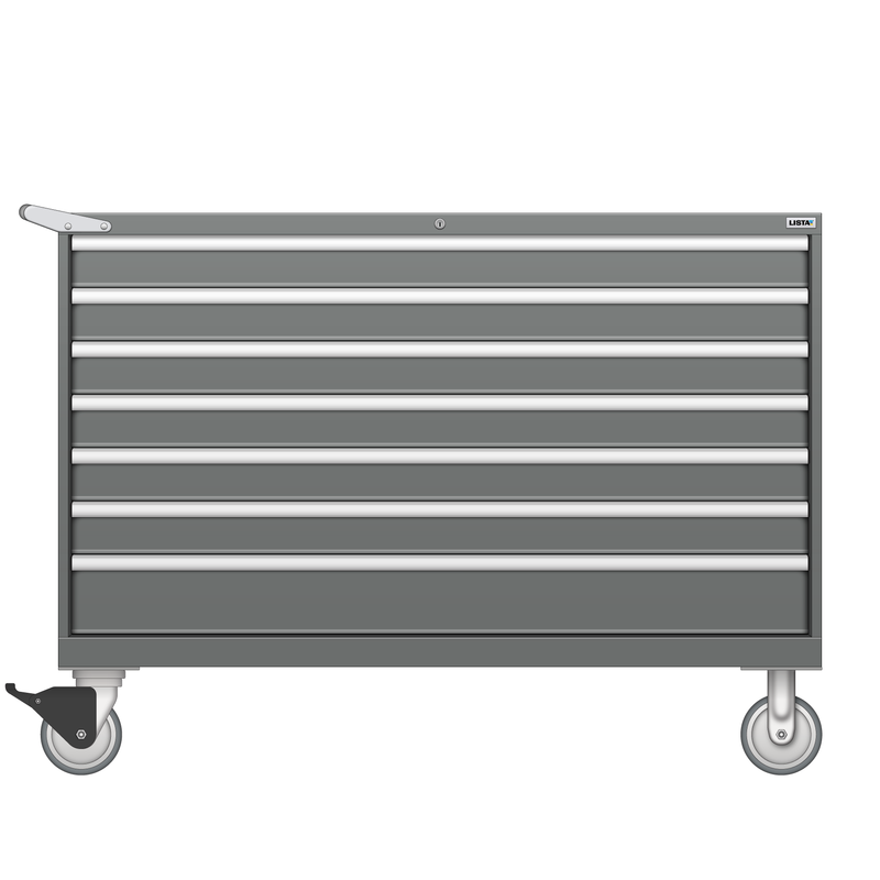 LISTA Mobile Drawer Cabinet, Shallow, 7 Drawer, 56.3" W 22.5" D 41.5" H (HT0750-0704F-M)