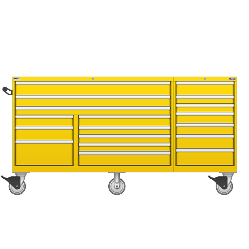 LISTA Technician Series Mobile Drawer Cabinet, Triple Bank, 18 Drawer, 78.5" W 28.5" D 41.5" H (TSTB750-1801-M)