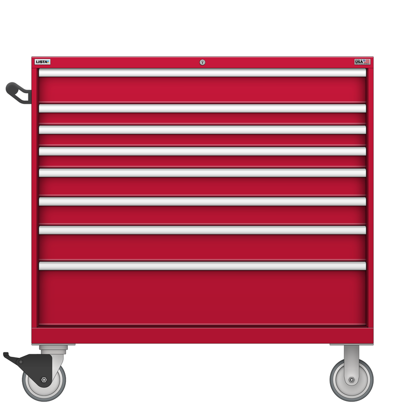 LISTA Technician Series Mobile Cabinet, Shallow, 8 Drawer, 47.0" W 22.5" D 47.4" H (TSMS900-0808-M)