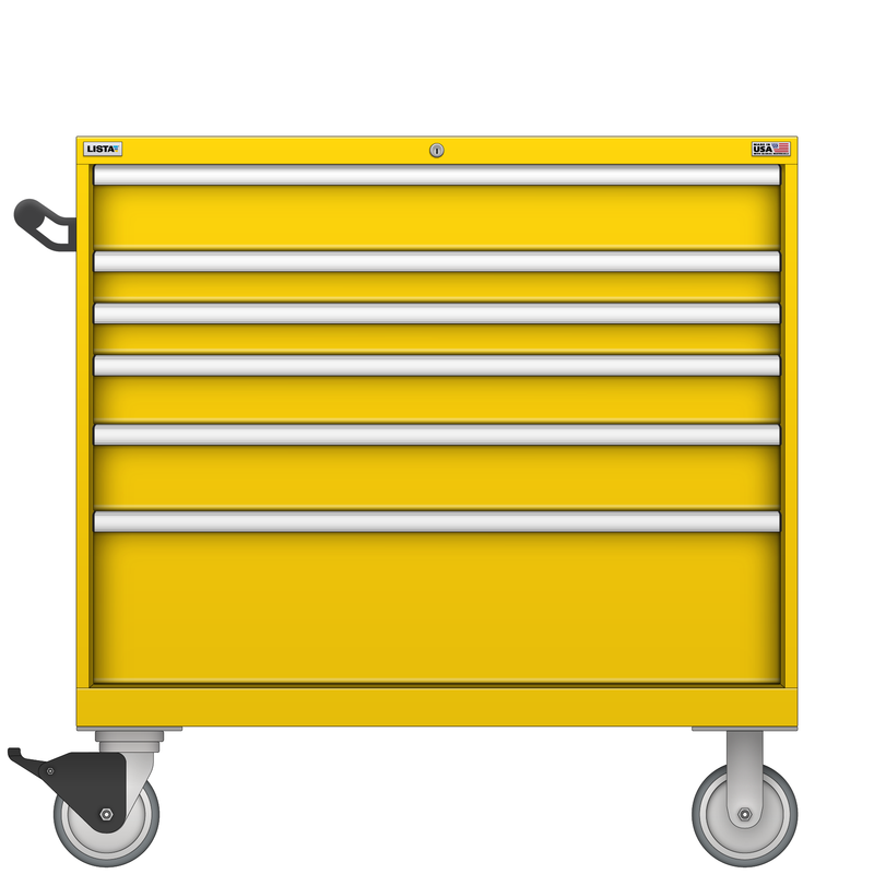 LISTA Technician Series Mobile Cabinet, Shallow, 6 Drawer, 40.3" W 22.5" D 41.5" H (TSHS750-0621-M)