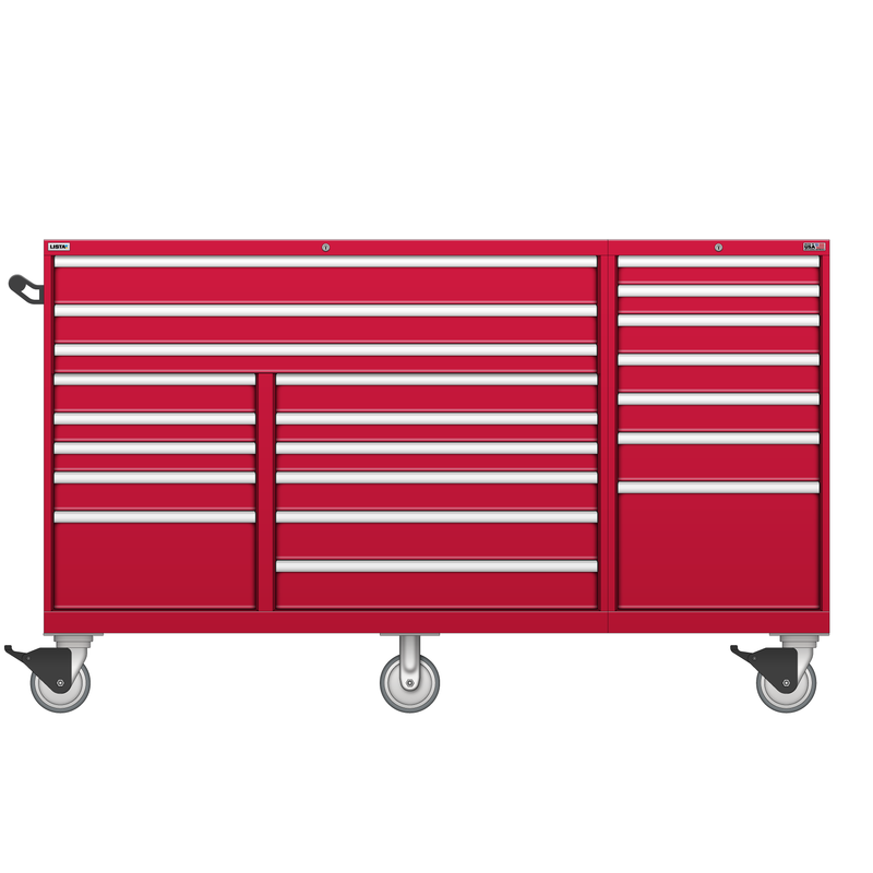 LISTA Technician Series Mobile Drawer Cabinet, Triple Bank, 21 Drawer, 78.5" W 28.5" D 47.4" H (TSTB900-2102-M)